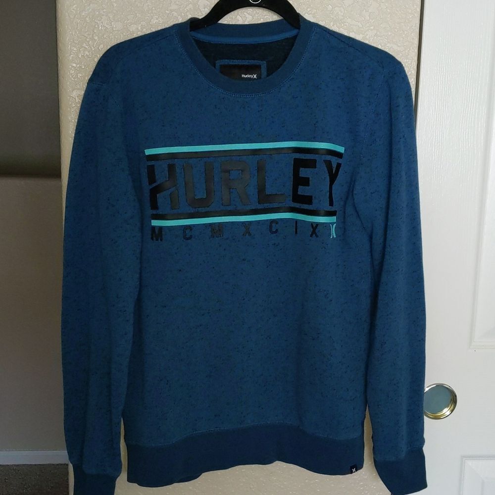Hurley Men's Teal Blue Logo Pullover Sweatshirt S
